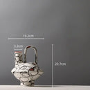 GobekUsa Geometric Graffiti Ceramic Vase with Handles for Home Decor and Floral Arrangements.