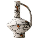 GobekUsa Geometric Graffiti Ceramic Vase with Handles for Home Decor and Floral Arrangements.