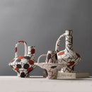 GobekUsa Geometric Graffiti Ceramic Vase with Handles for Home Decor and Floral Arrangements.