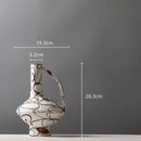 GobekUsa Geometric Graffiti Ceramic Vase with Handles for Home Decor and Floral Arrangements.