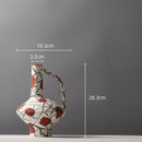 GobekUsa Geometric Graffiti Ceramic Vase with Handles for Home Decor and Floral Arrangements.