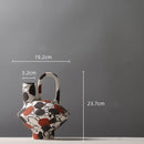 GobekUsa Geometric Graffiti Ceramic Vase with Handles for Home Decor and Floral Arrangements.
