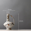 GobekUsa Geometric Graffiti Ceramic Vase with Handles for Home Decor and Floral Arrangements.