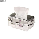 GobekUsa Geometric Grain Silver Check Tissue Box Holder & Desktop Organizer