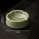 Geometric green ceramic ashtray with lid – office desk decor by Decorbites