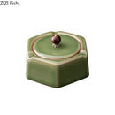 Geometric green ceramic ashtray with lid – office desk decor by Decorbites