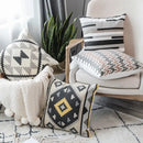 Geometric grey embroidered cotton pillow cover living room decor by Decorbites
