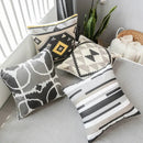 Geometric grey embroidered cotton pillow cover living room decor by Decorbites