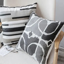 Geometric grey embroidered cotton pillow cover living room decor by Decorbites