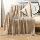 GobekUsa Geometric Knit Sofa Blanket with Tassel - Dust-Proof Bedspread and Leisure Throw
