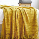 GobekUsa Geometric Knit Sofa Blanket with Tassel - Dust-Proof Bedspread and Leisure Throw