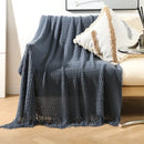 GobekUsa Geometric Knit Sofa Blanket with Tassel - Dust-Proof Bedspread and Leisure Throw
