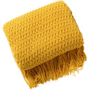 GobekUsa Geometric Knit Sofa Blanket with Tassel - Dust-Proof Bedspread and Leisure Throw