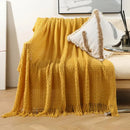 GobekUsa Geometric Knit Sofa Blanket with Tassel - Dust-Proof Bedspread and Leisure Throw