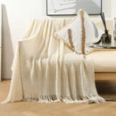 GobekUsa Geometric Knit Sofa Blanket with Tassel - Dust-Proof Bedspread and Leisure Throw
