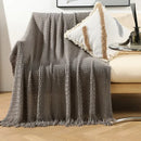 GobekUsa Geometric Knit Sofa Blanket with Tassel - Dust-Proof Bedspread and Leisure Throw