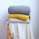 GobekUsa Geometric Knit Sofa Blanket with Tassel - Dust-Proof Bedspread and Leisure Throw