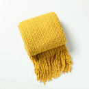 GobekUsa Geometric Knit Sofa Blanket with Tassels