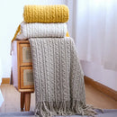 GobekUsa Geometric Knit Sofa Blanket with Tassels