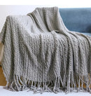 GobekUsa Geometric Knit Sofa Blanket with Tassels