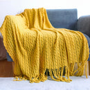 GobekUsa Geometric Knit Sofa Blanket with Tassels