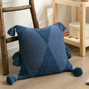 GobekUsa Knitted Mustard Blue Tassel Cushion Cover for Home Sofa Bed Decor