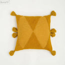 GobekUsa Knitted Mustard Blue Tassel Cushion Cover for Home Sofa Bed Decor