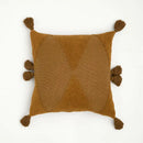 GobekUsa Knitted Mustard Blue Tassel Cushion Cover for Home Sofa Bed Decor