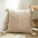 GobekUsa Knitted Mustard Blue Tassel Cushion Cover for Home Sofa Bed Decor