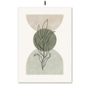 Abstract geometric leaves canvas wall art olive & pink living room by Decorbites