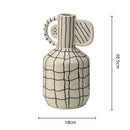 GobekUsa Geometric Line Ceramic Vase Flowerpot Tray Home Decor Accessory