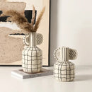 GobekUsa Geometric Line Ceramic Vase Flowerpot Tray Home Decor Accessory