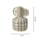 GobekUsa Geometric Line Ceramic Vase Flowerpot Tray Home Decor Accessory