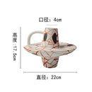 GobekUsa Geometric Line Ceramic Vase with Fringe Decoration