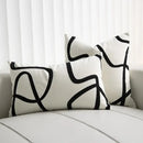 Geometric line embroidered pillowcase in black & white – living room by Decorbites