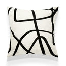Geometric line embroidered pillowcase in black & white – living room by Decorbites