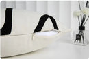 Geometric line embroidered pillowcase in black & white – living room by Decorbites