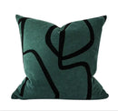 Geometric line embroidered suede pillowcase black & white living room by Decorbites