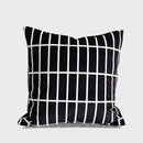 Geometric line embroidered suede pillowcase black & white living room by Decorbites