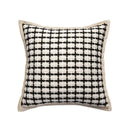 Geometric line embroidered suede pillowcase black & white living room by Decorbites