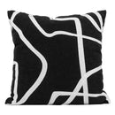 Geometric line embroidered suede pillowcase black & white living room by Decorbites