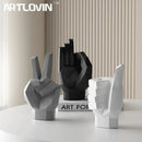 Geometric matte gray black & white gesture art decor living room set by Decorbites