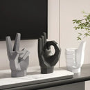 Geometric matte gray black & white gesture art decor living room set by Decorbites