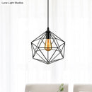 GobekUsa Geometric Metal Pendant Light - Industrial Living Room Hanging Light in Black/White - 3 Sizes Available