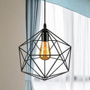 GobekUsa Geometric Metal Pendant Light - Industrial Living Room Hanging Light in Black/White - 3 Sizes Available