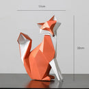 Geometric orange & white decorbites fox figurine living room decor by Decorbites