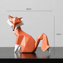 Geometric orange & white decorbites fox figurine living room decor by Decorbites