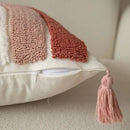 Geometric pink & white embroidered pillow covers living room decor by Decorbites