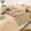 GobekUsa 4-Piece Geometric Floral Quilt Cover Set for 1.5/1.8/2M Beds