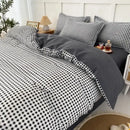 GobekUsa 4-Piece Geometric Floral Quilt Cover Set for 1.5/1.8/2M Beds